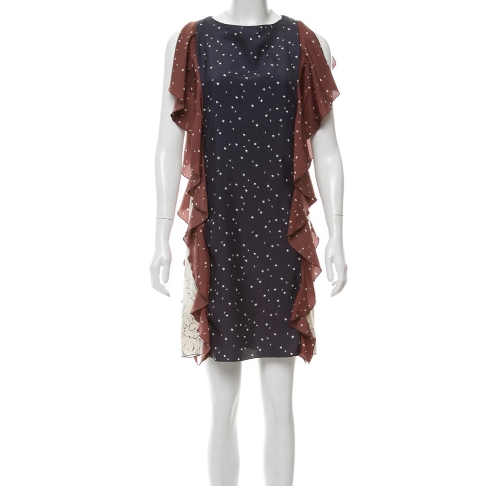 Marni 100% silk dress size 38
Navy brown white